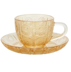 XÍCARA VIDRO CHÁ 160ML 6PCS C/PIRES ÂMBAR