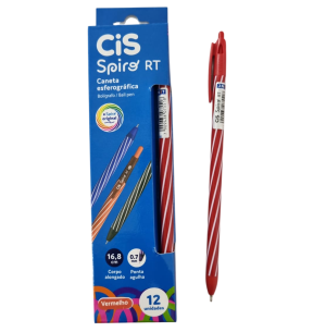CANETA ESFER.RT SPIRO 0.7 12UN VERMELHA