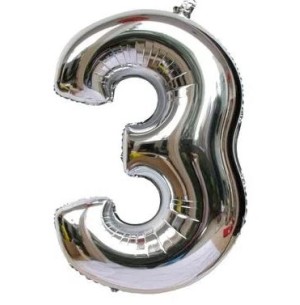 FESTA BALÃO PRATA 40CM NÚM.3  2UN