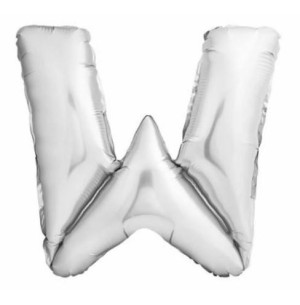 FESTA BALÃO PRATA 40CM LETRA W 2UN