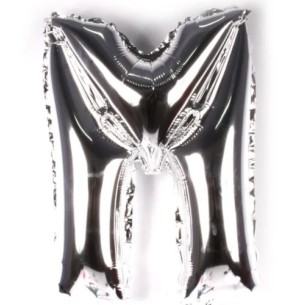 FESTA BALÃO PRATA 40CM LETRA M 2UN