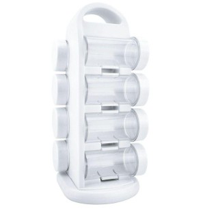 PORTA CONDIMENTOS PLÁSTICO COM SUPORTE 8PÇS