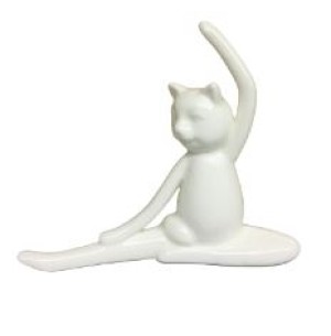 ADORNO PORCELANA GATO YOGA 15X13X4CM
