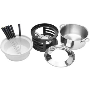 FONDUE INOX SUPORTE FERRO 10PÇS
