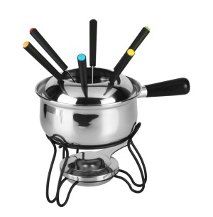 FONDUE INOX SUPORTE FERRO 9PÇS